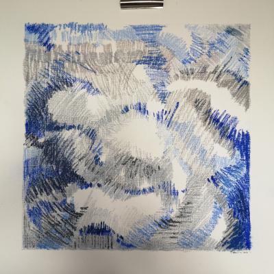 Toile de lin sur papier . 50 cm x 50 cm
