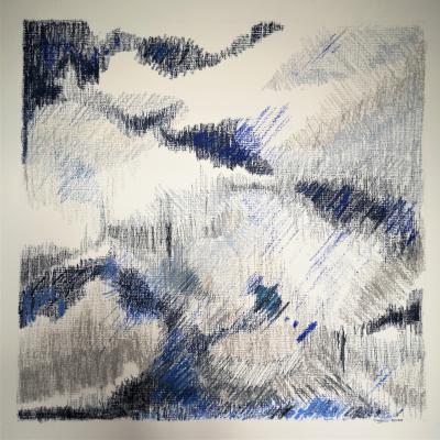 Toile de lin sur papier . 50 cm x 50 cm