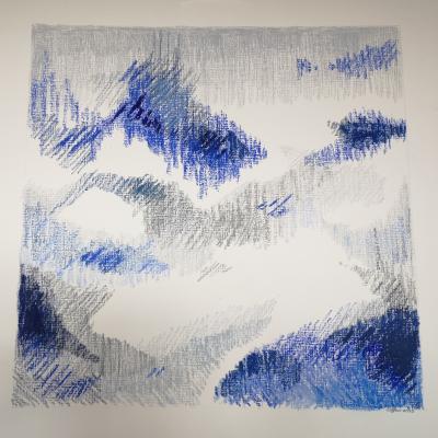 Toile de lin sur papier . 50 cm x 50 cm